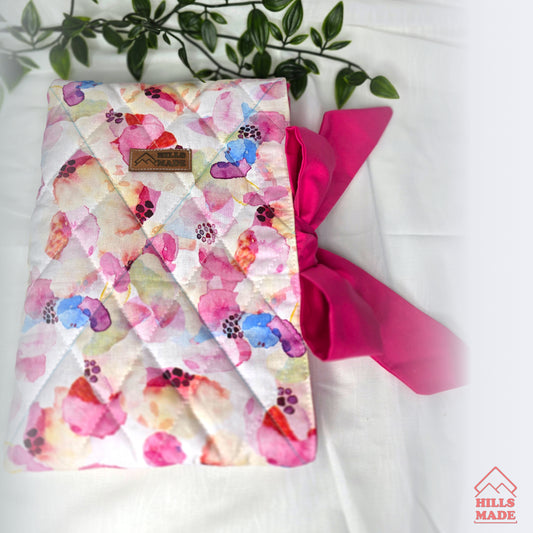 Quilted Bow Book Sleeve - Pink Spring