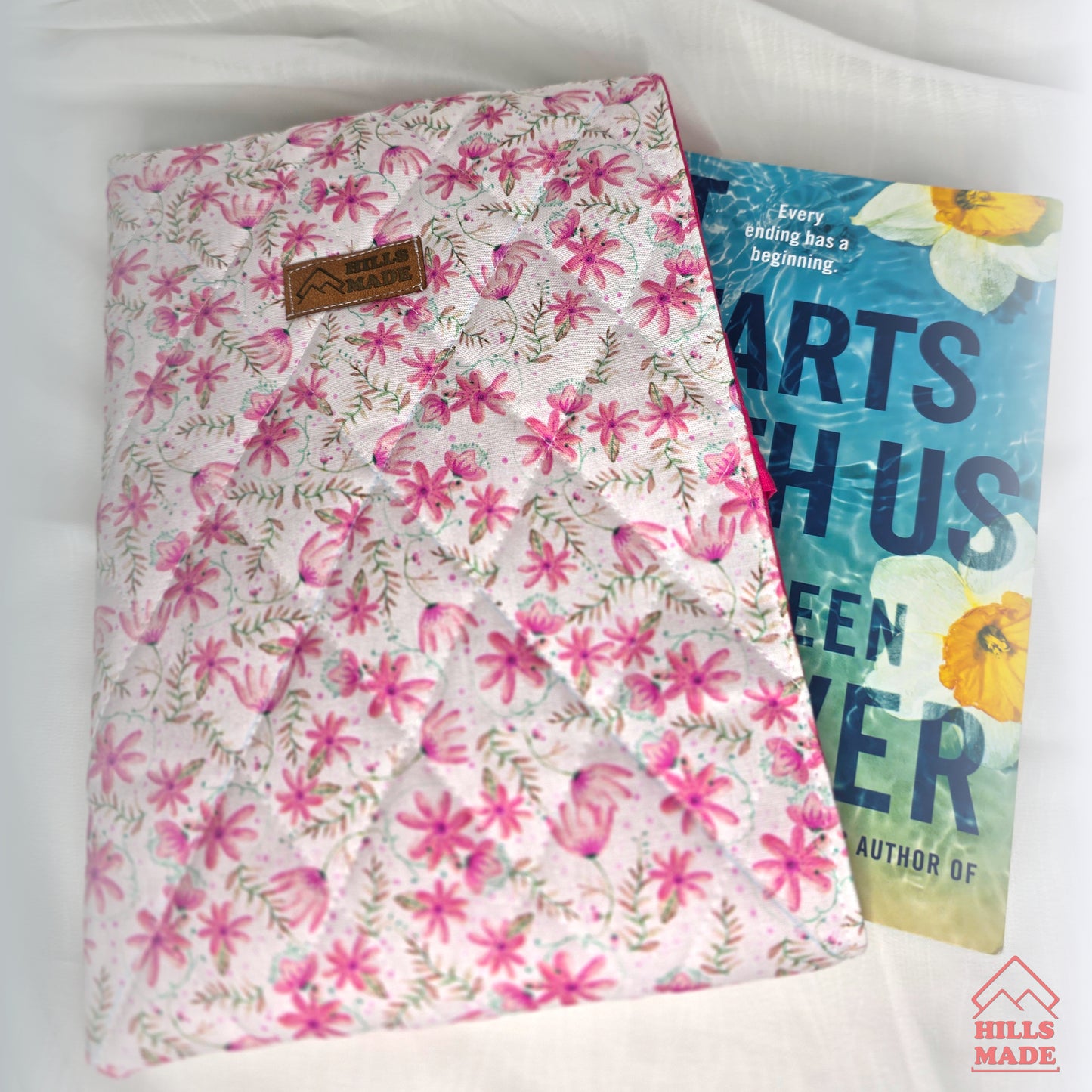 Quilted Bow Book Sleeve - Pink Floral