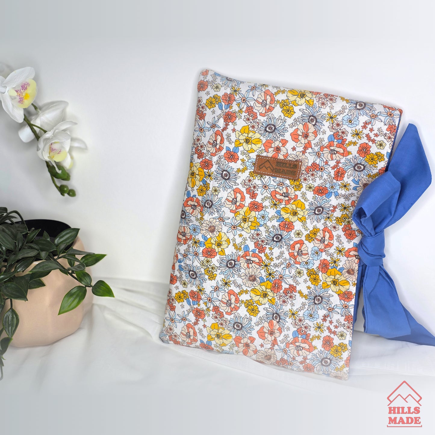 Quilted Bow Book Sleeve - Mixed Flora